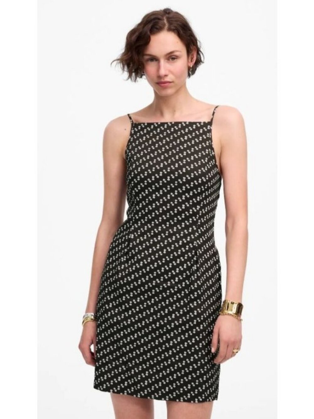 Madewell High-Neck Mini Dress in Dot Women's Size 00 in Soft Charcoal NWT!